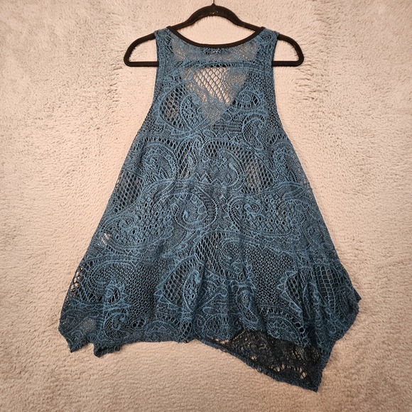 Pretty Angel Crochet Top Womens M Lace Sheer Linen Silk Whimsigoth Fairy Grunge - Picture 8 of 13